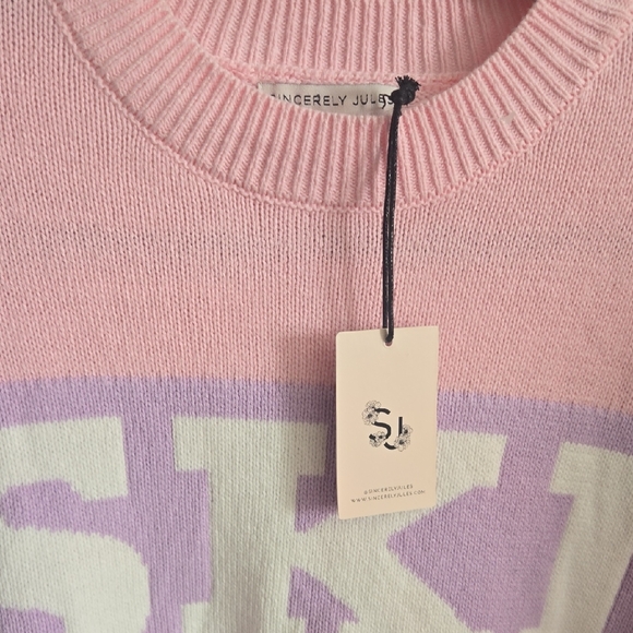 Sincerely Jules Pink and Lavender Striped Sweater - Picture 3 of 4